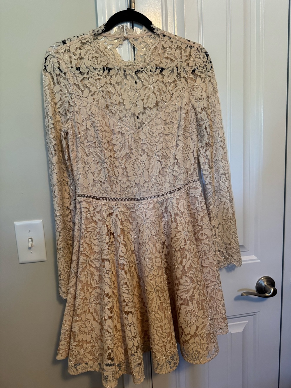SAYLOR Cream Lace Long-Sleeve Fit-and-Flare Dress
